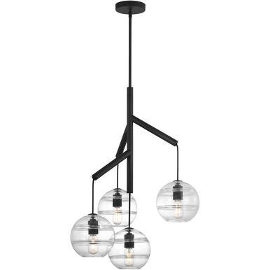 Visual Comfort Architectural 700SDNMPR1CB-LED927 Modern 25" Sedona Single 4-lt LED Chandelier Ceiling Light - 120V - CCT : 2700K - Glass Color: Clear - Finish: Nightshade Black