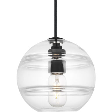 Visual Comfort Modern Collection 700TDSDNGPKB-LED927 Sean Lavin Sedona 1 Light 7.5" Transparent Smoke Glass Pendant Nightshade Black