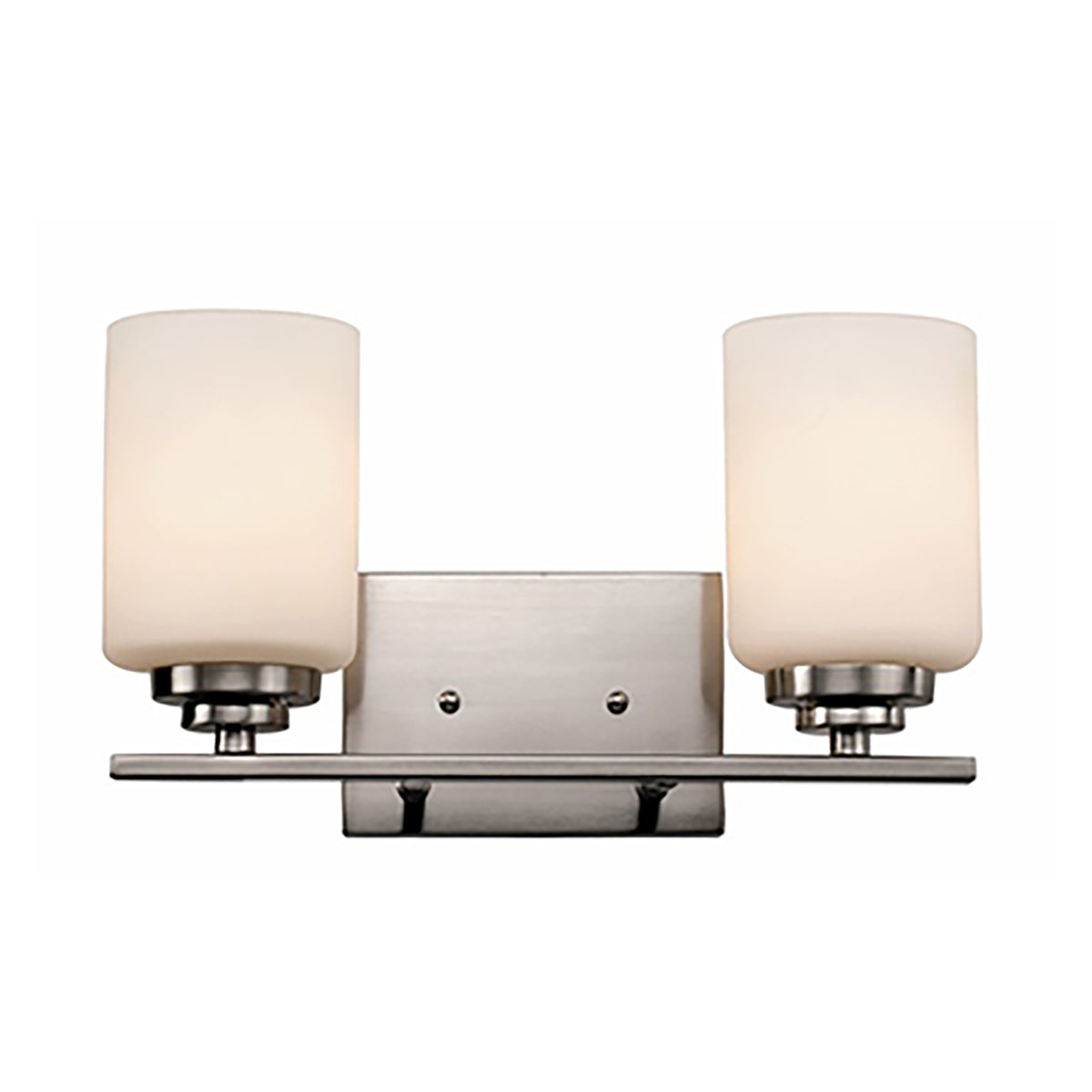 Trans Globe Lighting 70522 BN Mod Pod 2 light brushed nickel vanity bar with white frosted glass shades