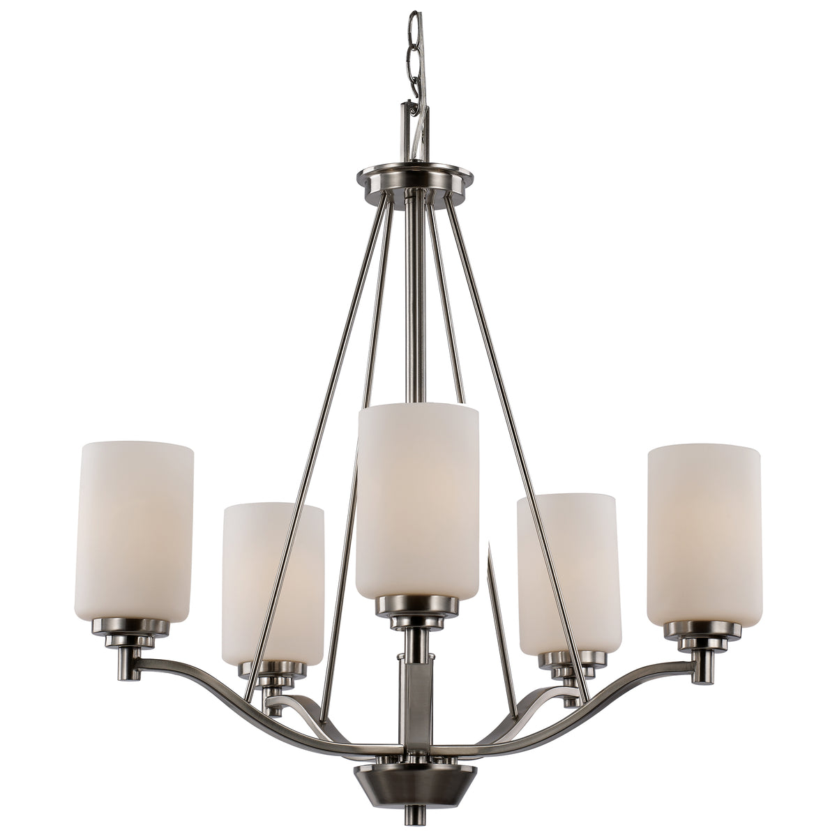 Trans Globe Lighting 70525 BN Mod Pod 5 light brushed nickel chandelier