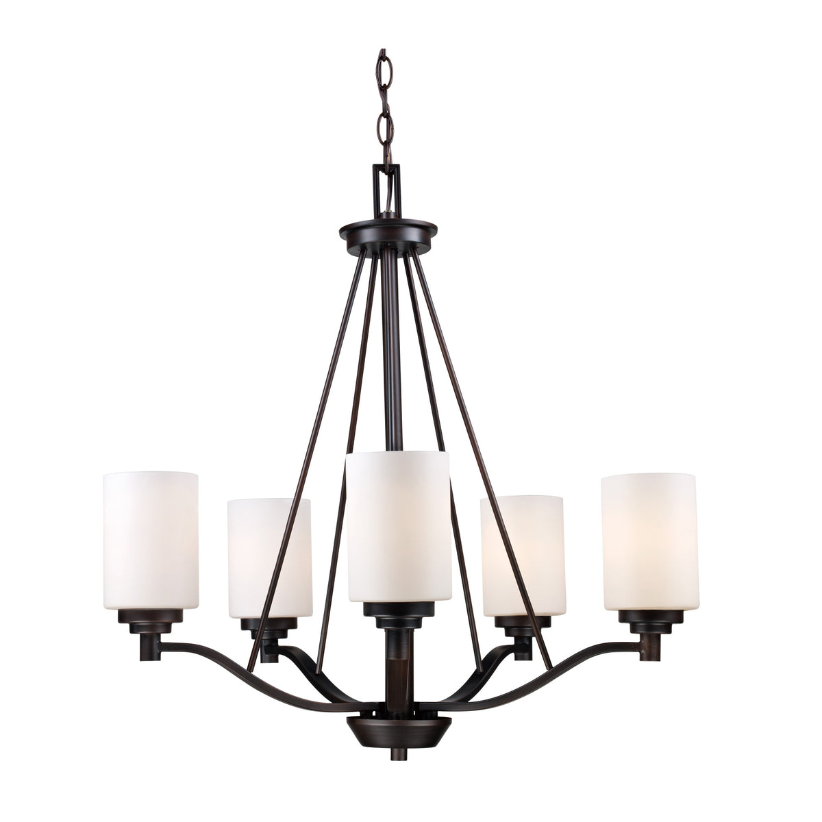Trans Globe Lighting 70525 ROB Mod Pod 5 light rubbed oil bronze chandelier with white frost glass