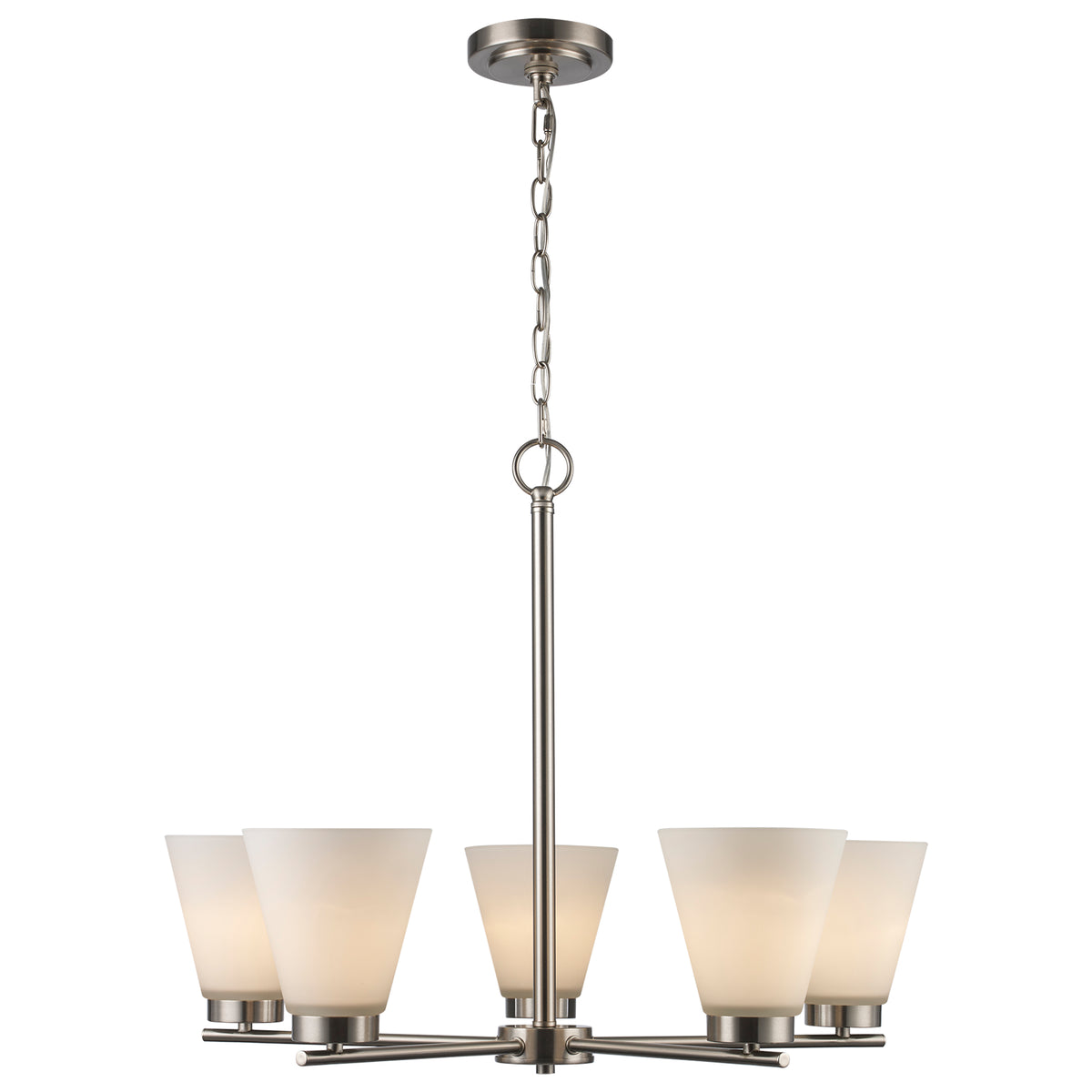 Trans Globe Lighting 71805 BN Fifer 5 light brushed nickel chandelier