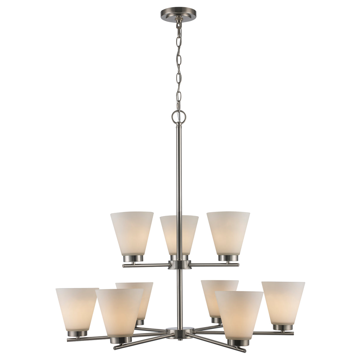 Trans Globe Lighting 71809 BN Fifer 9 light brushed nickel chandelier