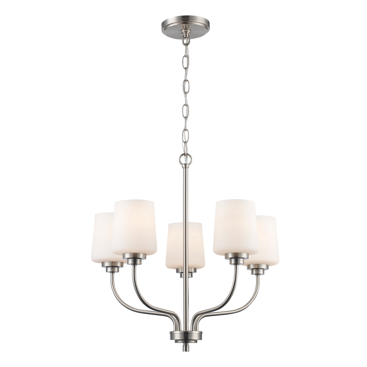Trans Globe Lighting 71915 BN Liora 5 light brushed nickel chandelier illuminated