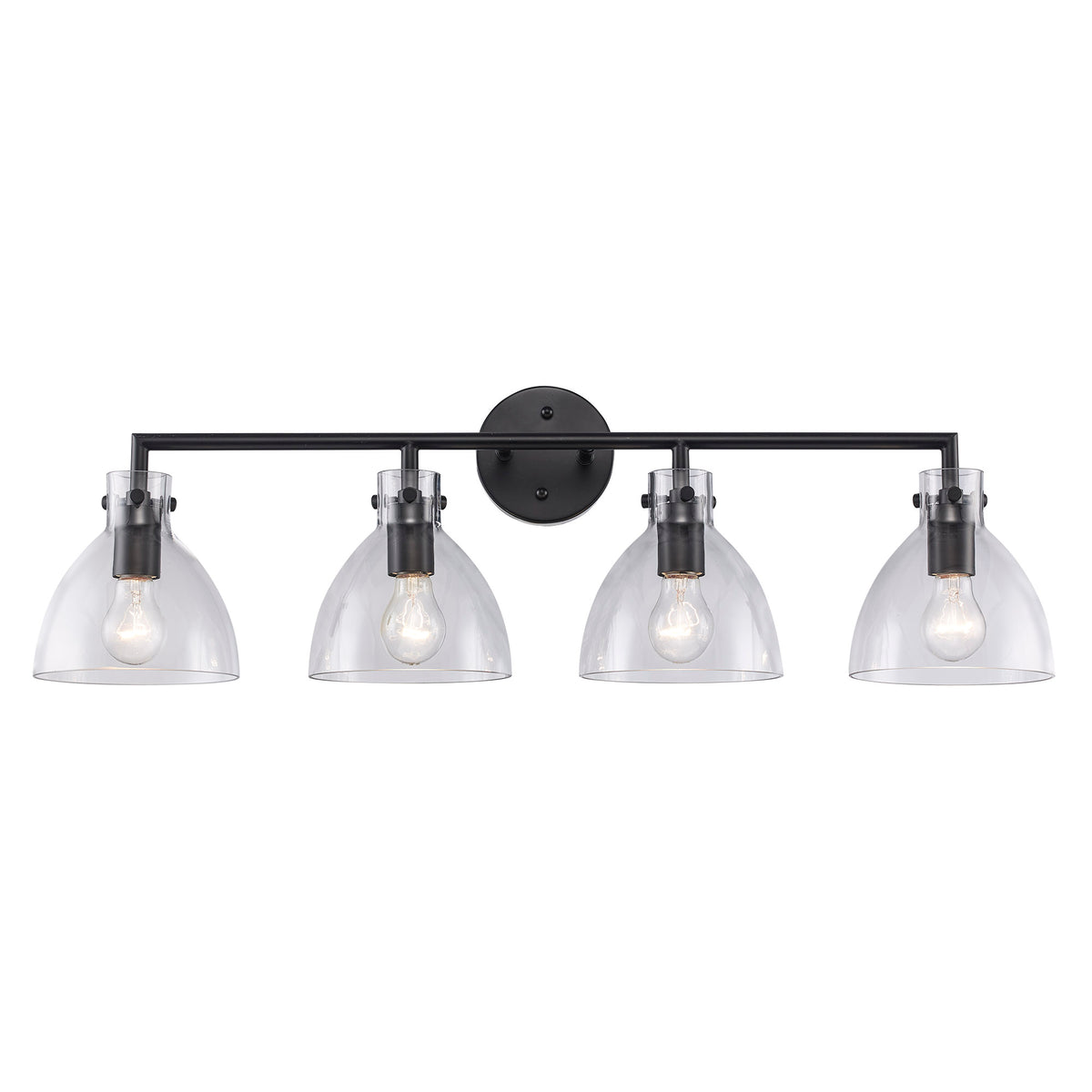 Trans Globe Lighting Stoneglad 4 light black vanity wall light with clear glass shades