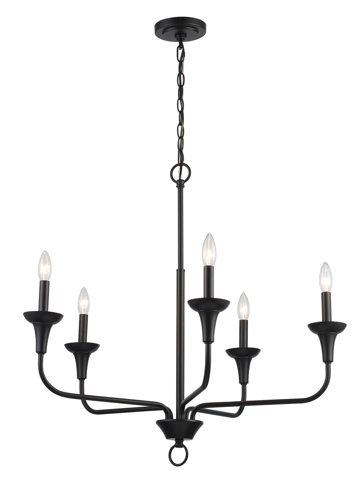 Trans Globe Lighting 71945 BK Capella 5 light black chandelier front view