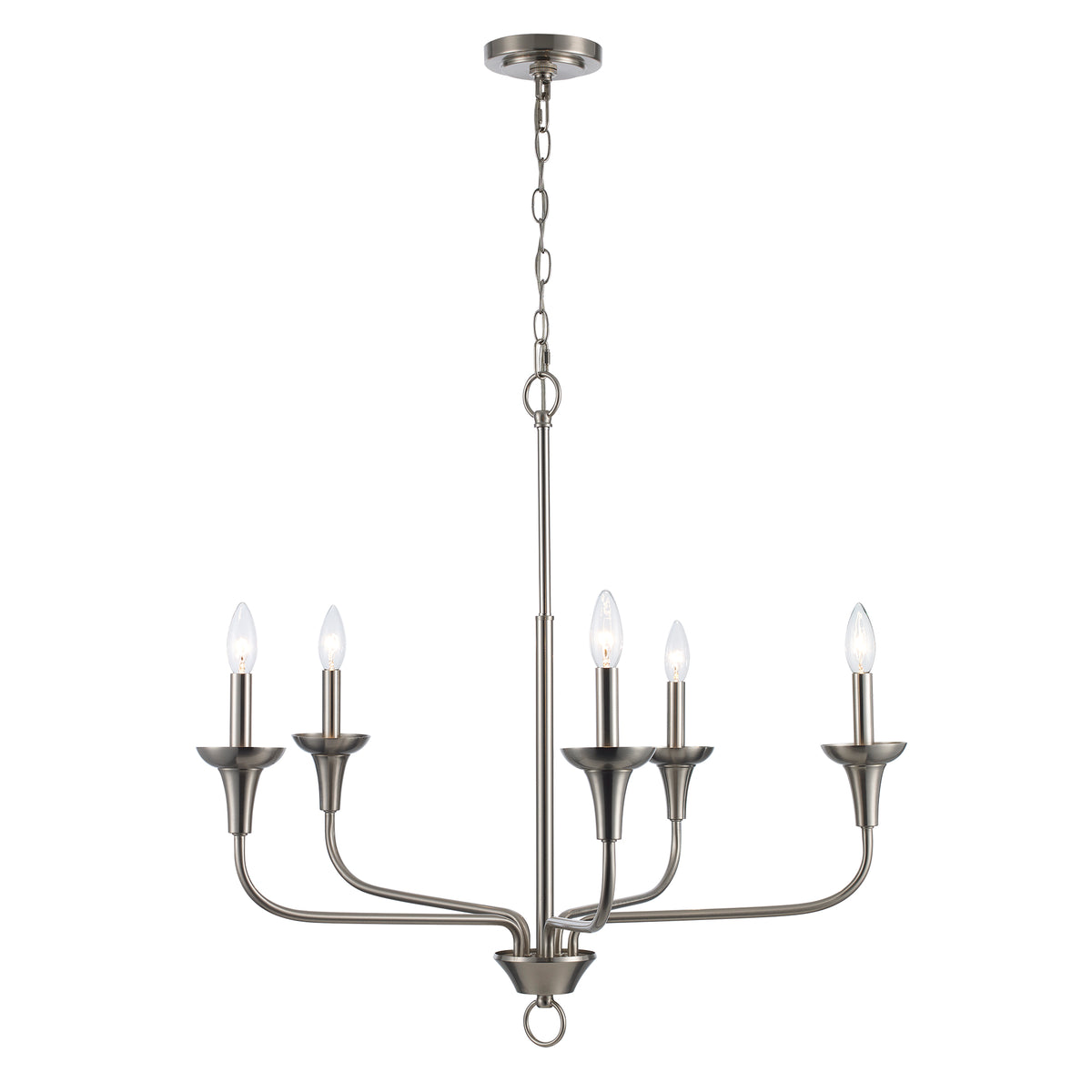 Trans Globe Lighting 71945 BN Capella 5 Light Brushed Nickel Chandelier Ceiling Light