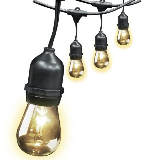 Feit Electric 72034 LED 20' Weatherproof String Lights 10 Sockets 2 Foot Apart 12 Incandescent Bulbs Included