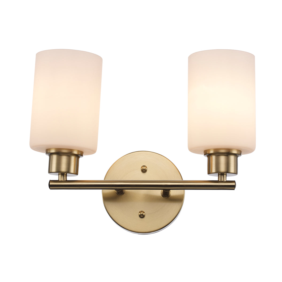 Trans Globe Lighting 72022 AG-FR Kai 2 light antique gold frosted bath vanity wall light front view