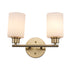Trans Globe Lighting 72022 AG-FR Kai 2 light antique gold frosted bath vanity wall light front view