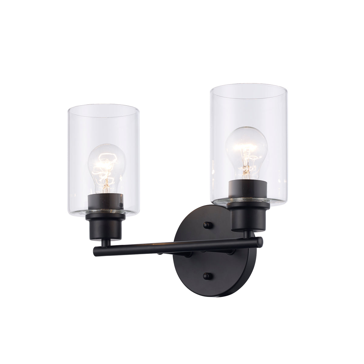 Trans Globe Lighting 72022 BK Kai 2 Light Black Bath Vanity Wall Light with Clear Glass