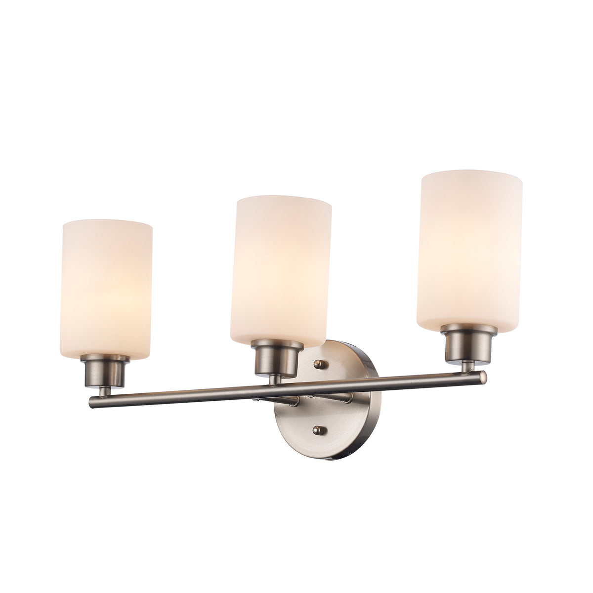 Trans Globe Lighting Kai 3 light bath vanity wall light in brushed nickel with frosted glass