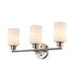 Trans Globe Lighting Kai 3 light bath vanity wall light in brushed nickel with frosted glass