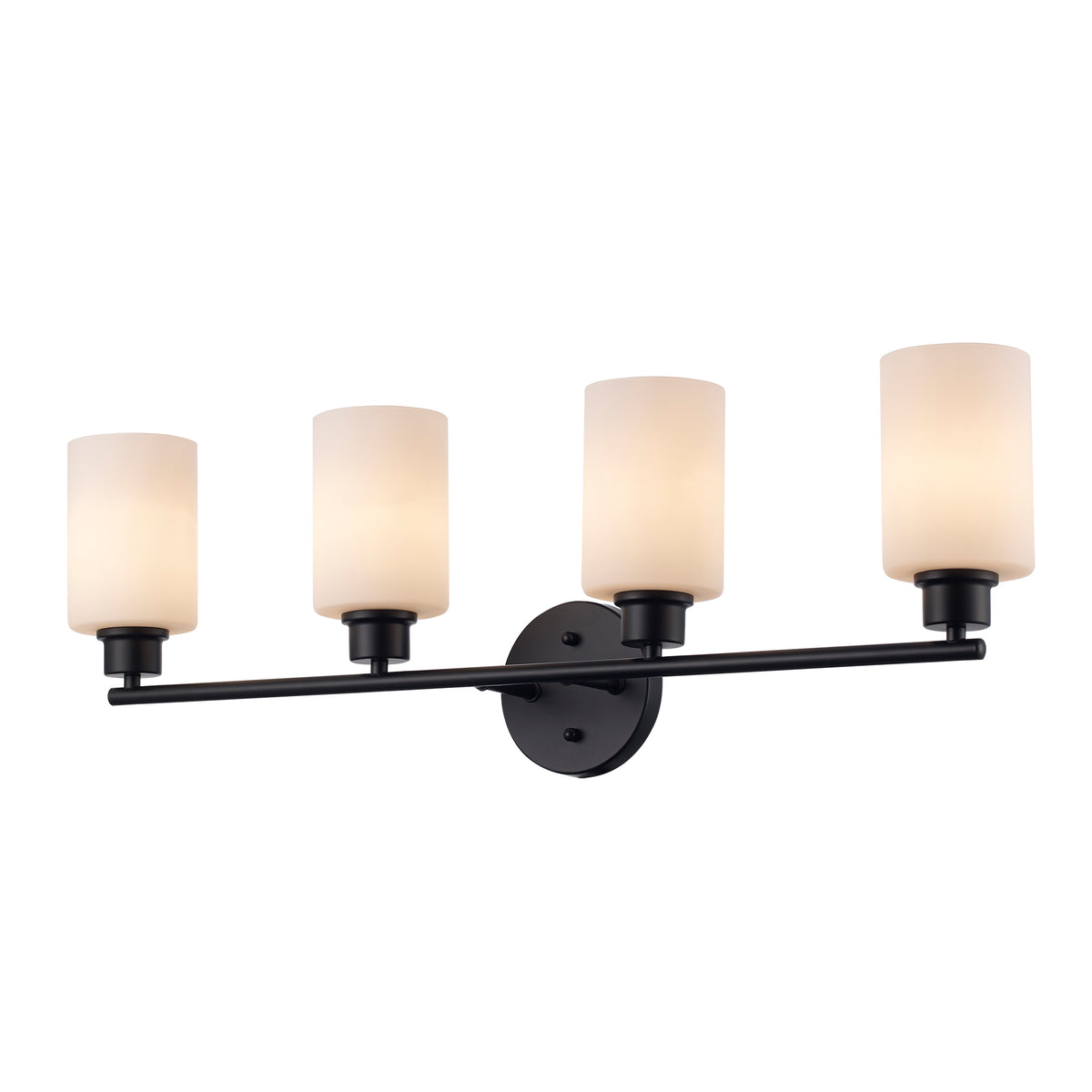 Trans Globe Lighting Kai 4 light black bath vanity wall light with frosted glass