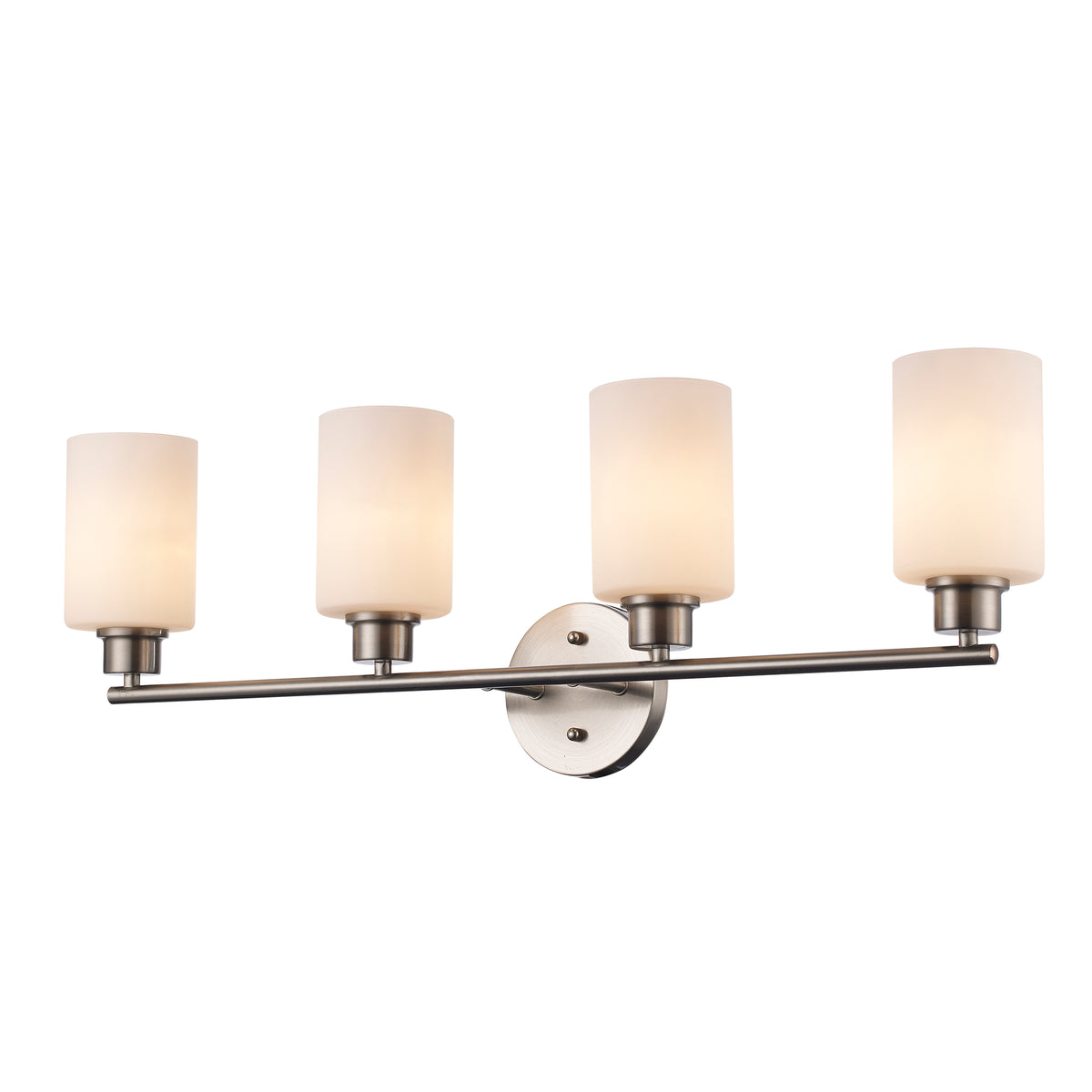 Trans Globe Lighting Kai 4 light brushed nickel frosted bath vanity wall light