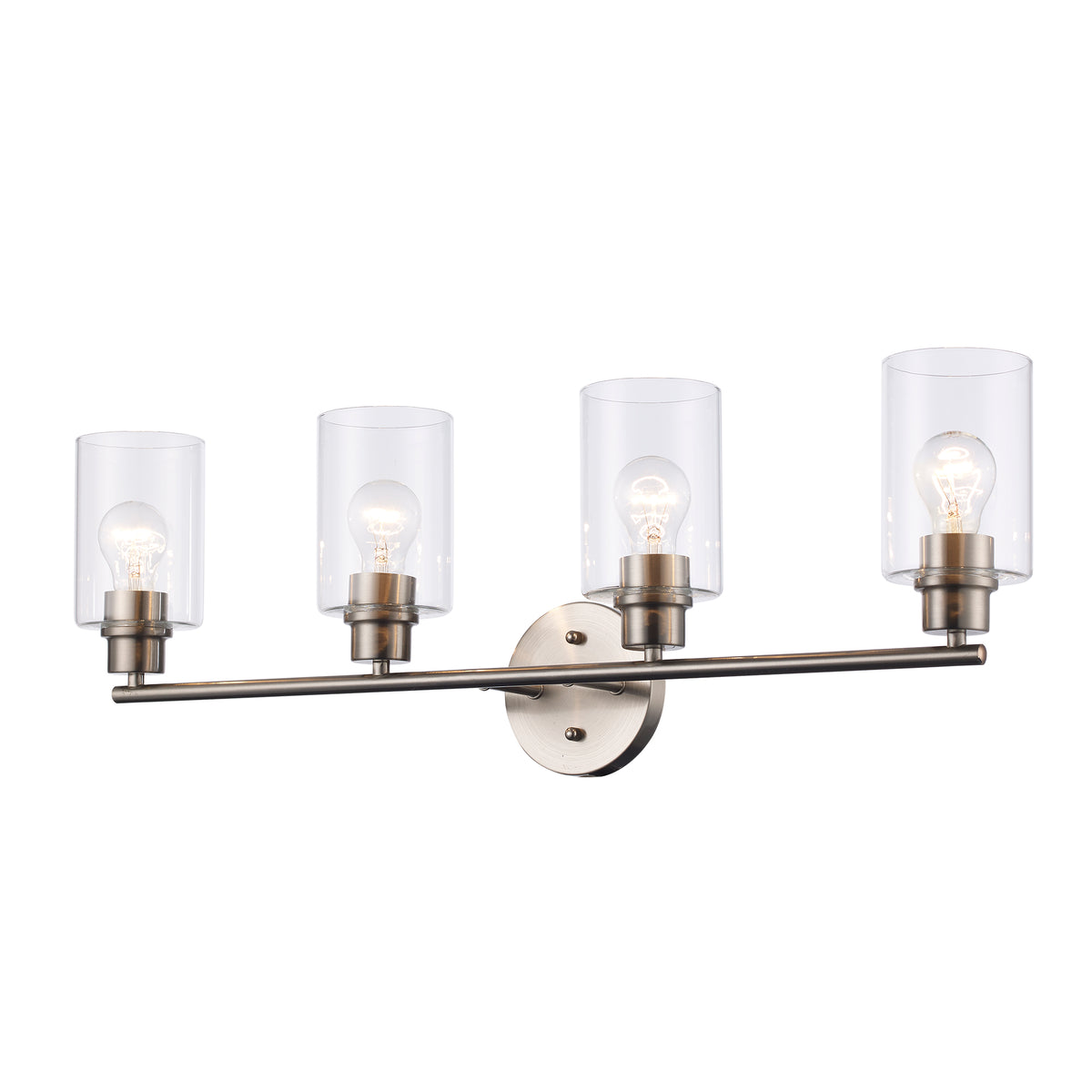Trans Globe Lighting Kai 4 light brushed nickel bath vanity wall light with clear glass