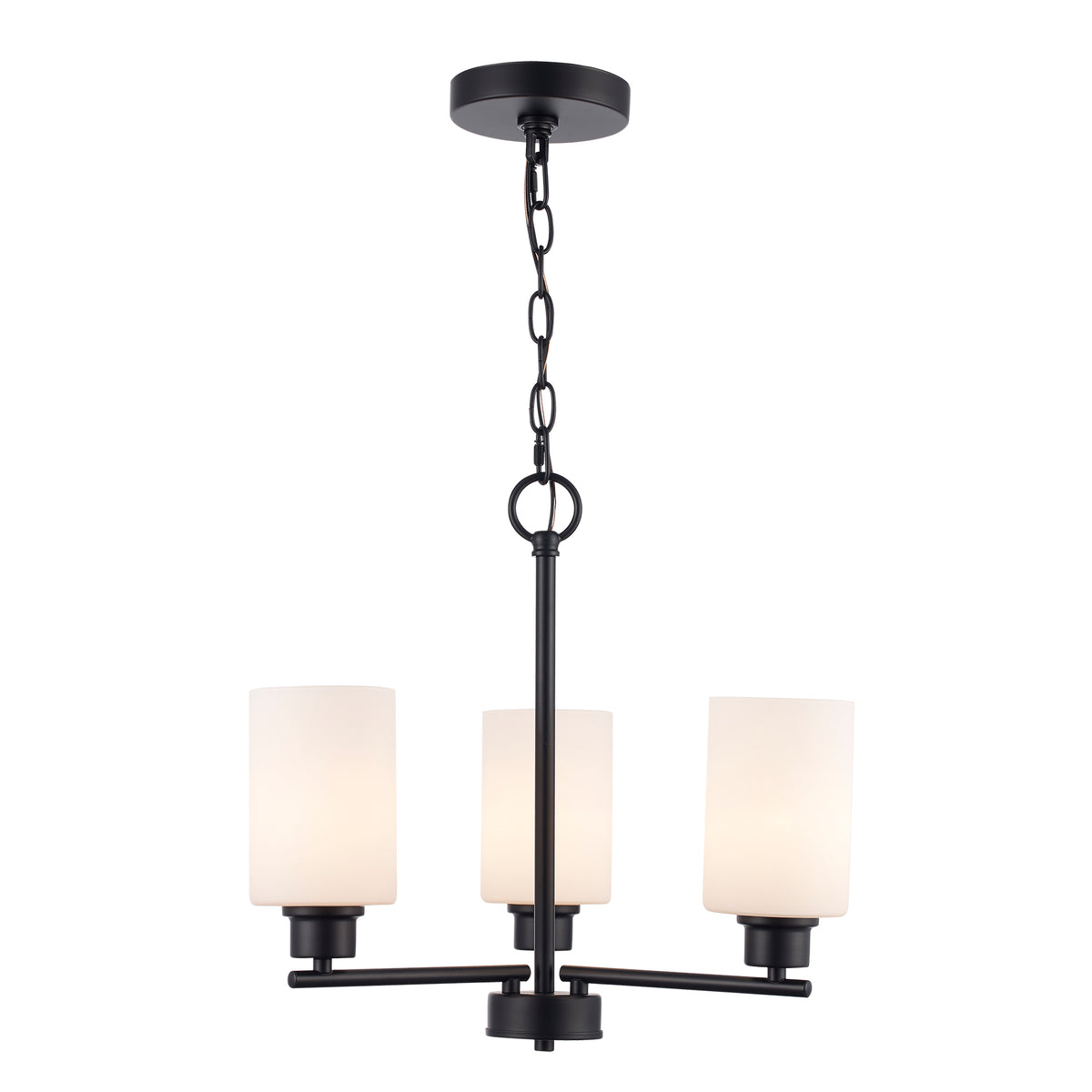 Trans Globe Lighting Kai 3 light black chandelier with frosted glass shades