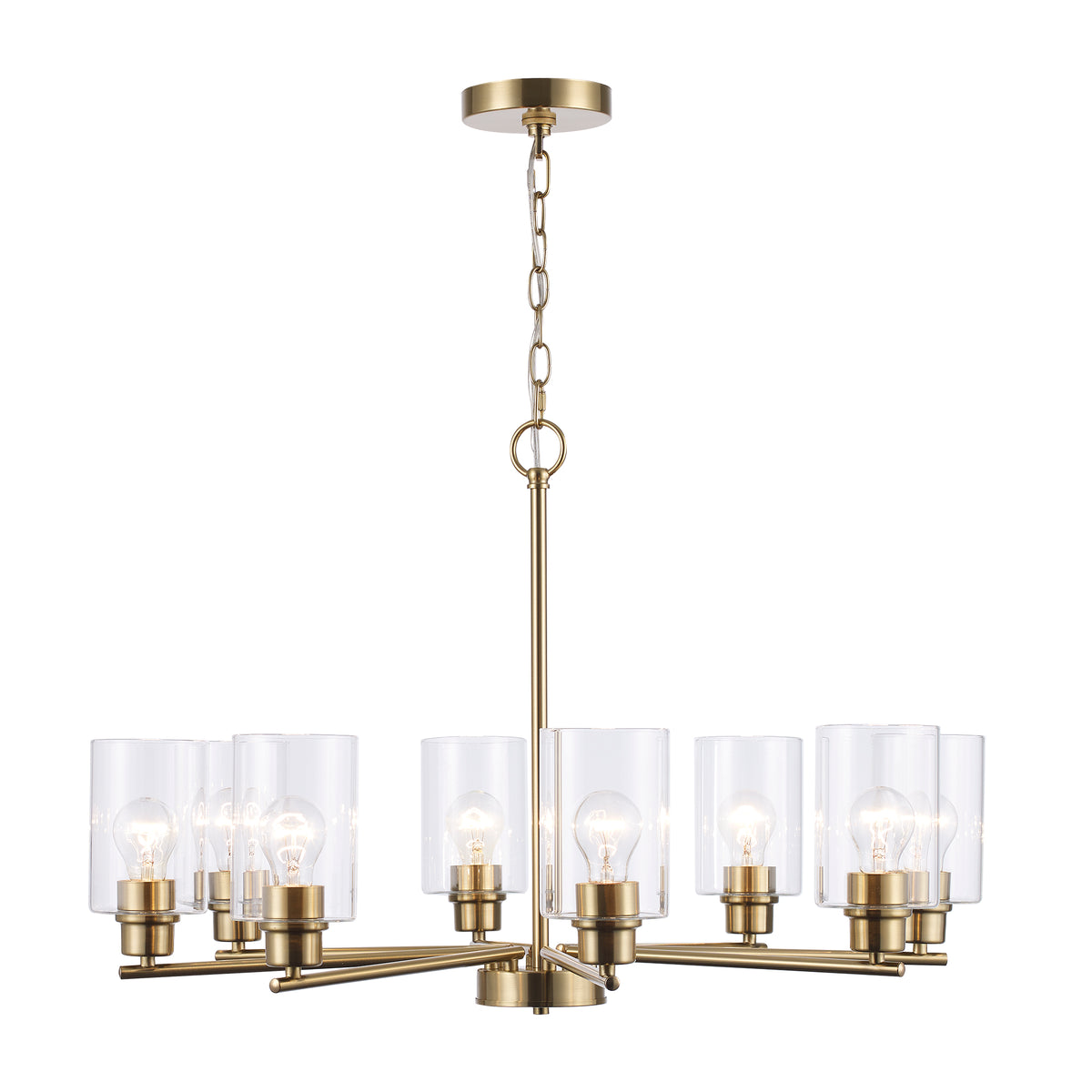 Trans Globe Lighting 72028 AG Kai 8 light antique gold chandelier with clear glass shades