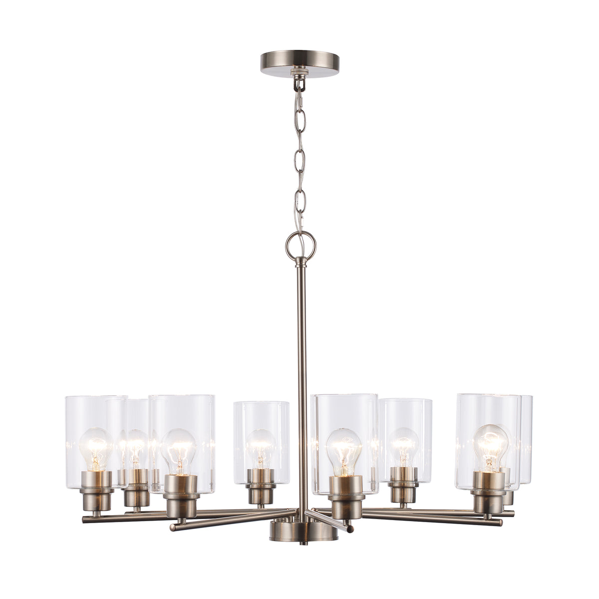 Trans Globe Lighting 72028 BN Kai 8 Light Brushed Nickel Chandelier Ceiling Light