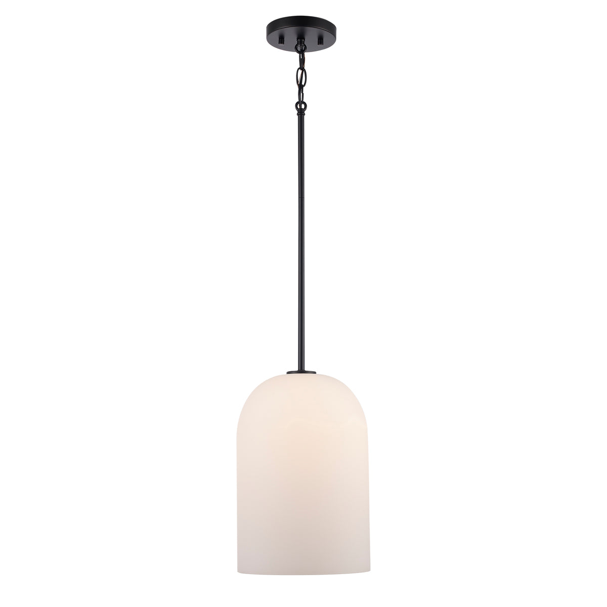 Trans Globe Lighting 72030-1 BK Capri 1 Light Black Pendant Ceiling Light with White Frosted Glass