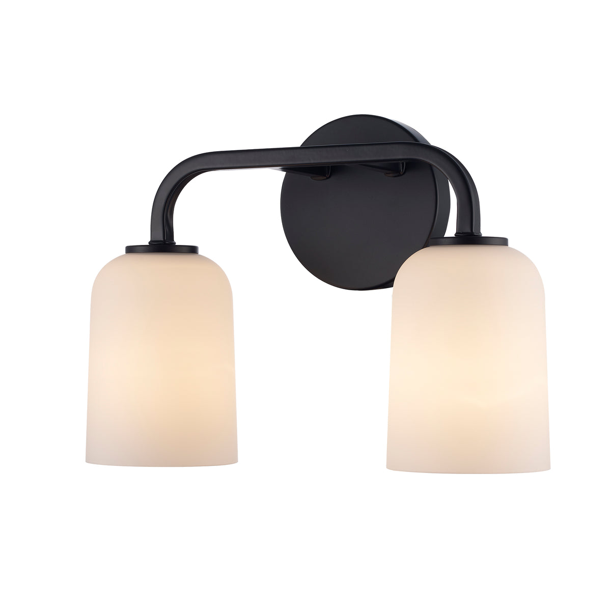 Trans Globe Lighting 72032 BK Capri 2 light black bath vanity wall light with frosted glass