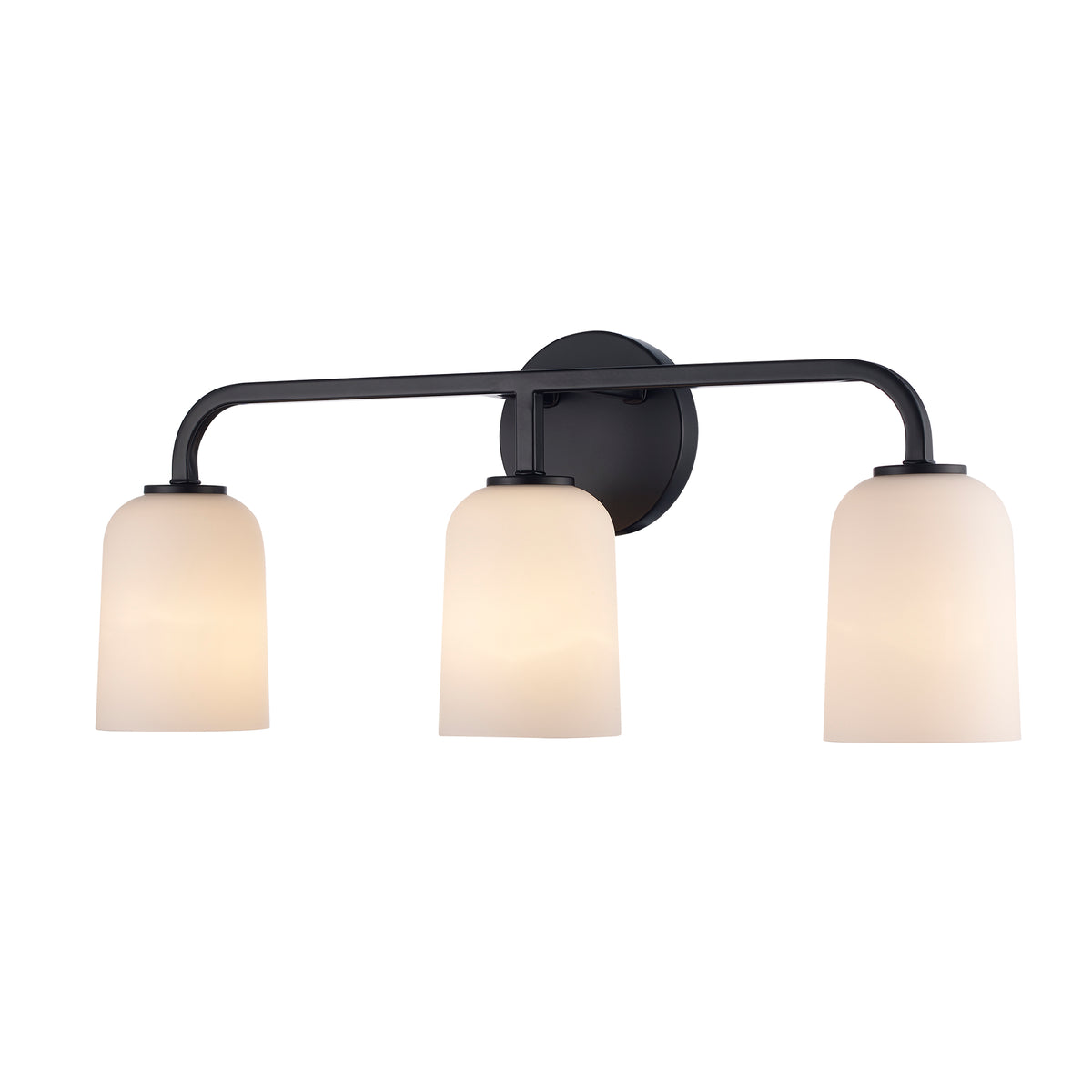 Trans Globe Lighting 72033 BK Capri 3 light black bath vanity wall light with white frosted glass