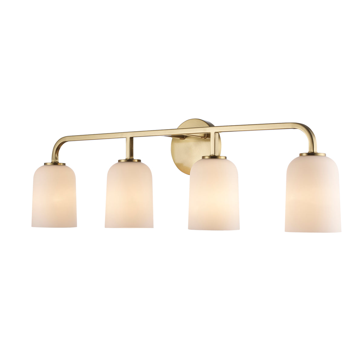 Trans Globe Lighting 72034 AG Capri 4 light antique gold bath vanity wall light with white frosted glass