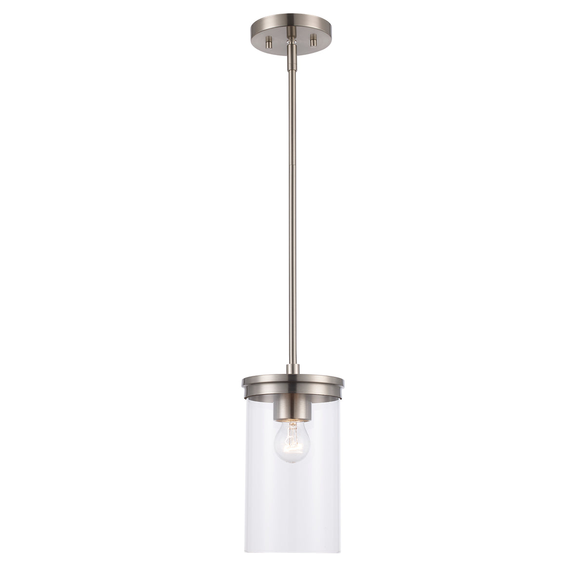 Trans Globe Lighting 72040 BN Carter 1 Light brushed nickel mini pendant with clear glass