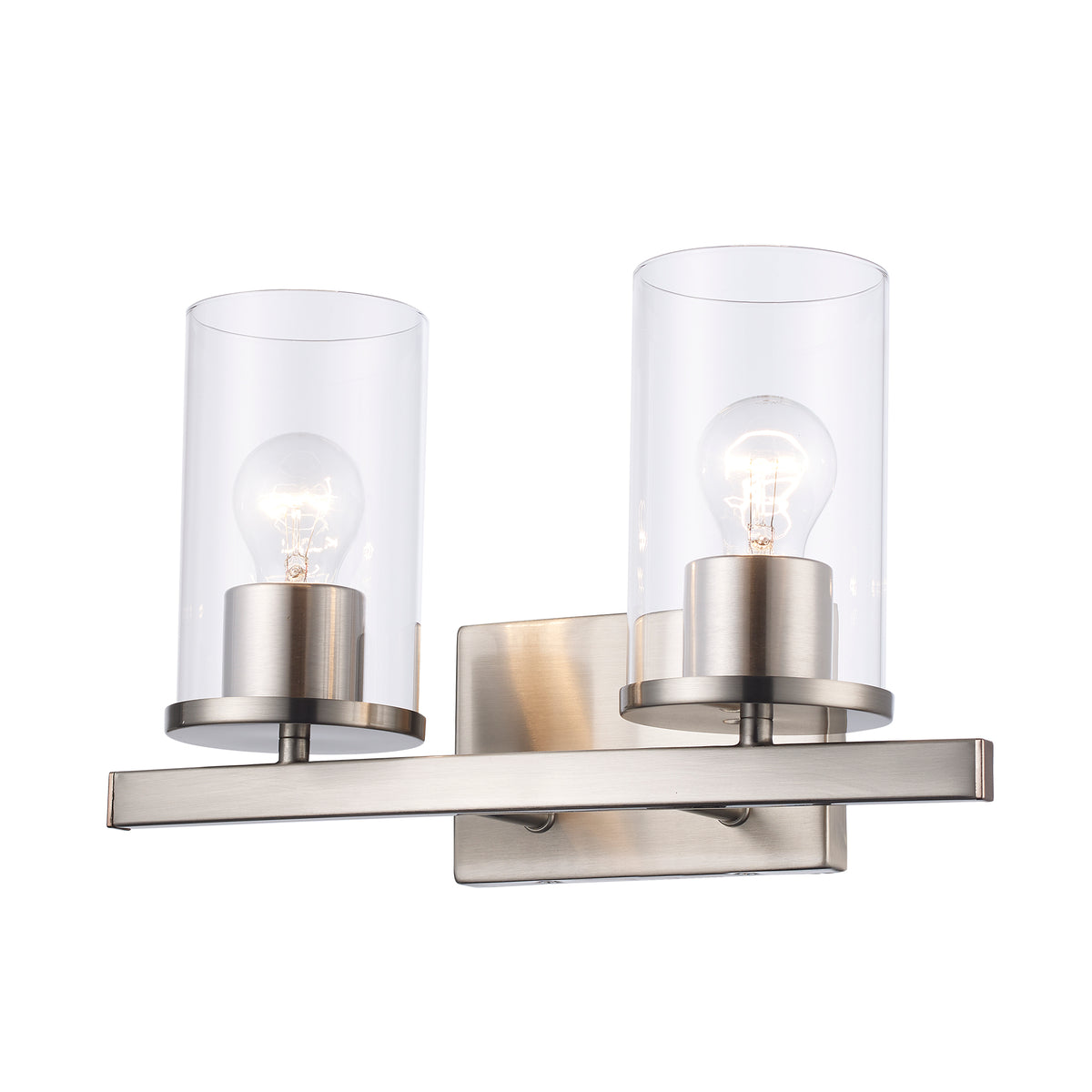 Trans Globe Lighting 72042 BN Carter 2 light brushed nickel bath vanity wall light with clear glass