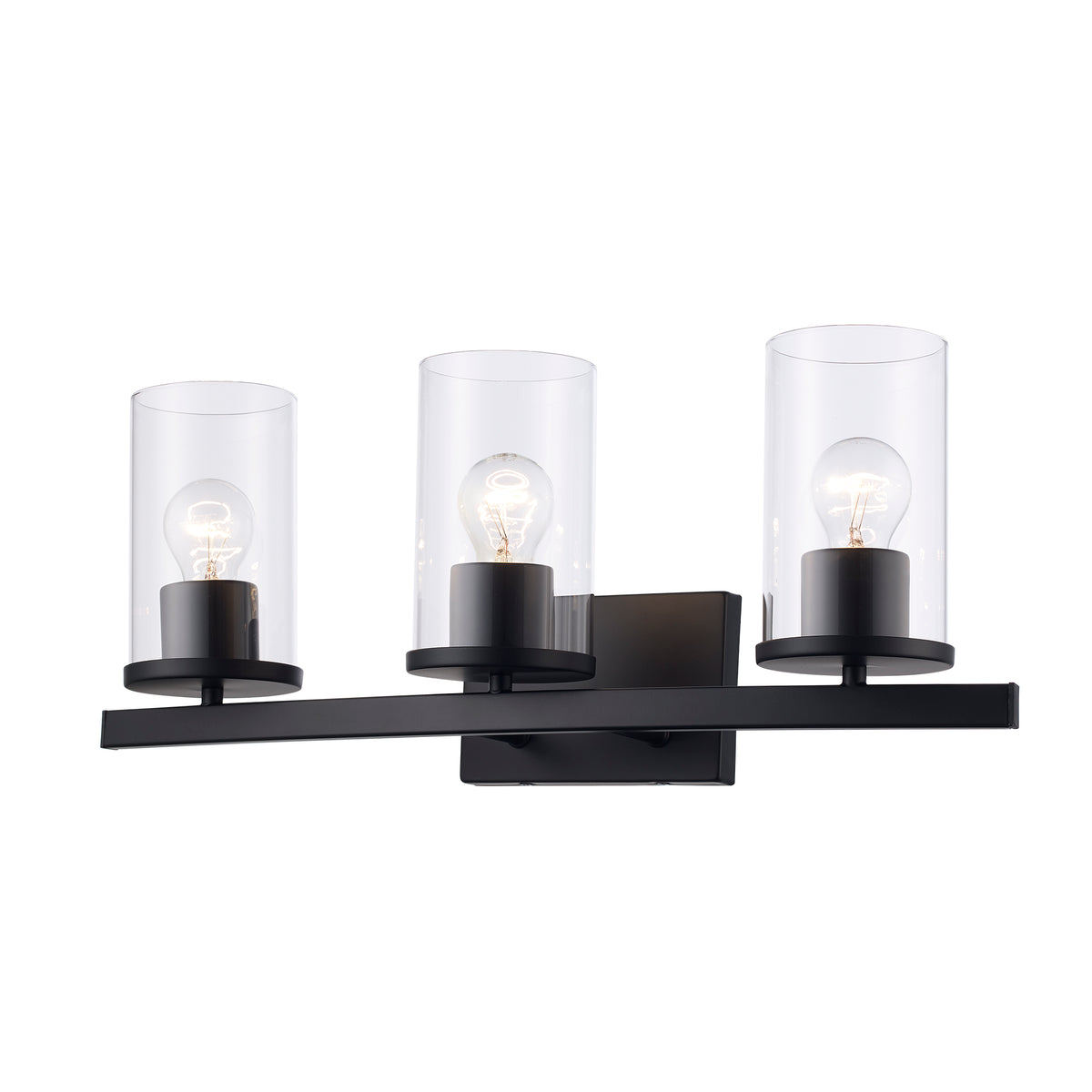 Trans Globe Lighting 72043 BK Carter 3 Light Black Bath Vanity Wall Light with Clear Glass