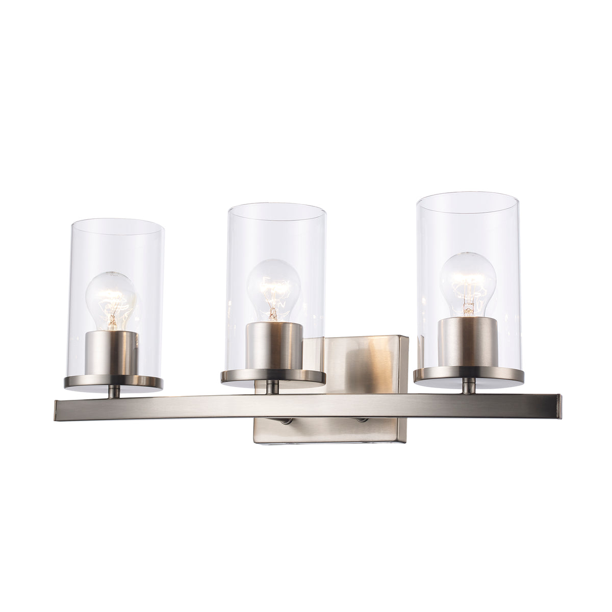 Trans Globe Lighting 72043 BN Carter 3 light brushed nickel bath vanity wall light with clear glass