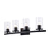 Trans Globe Lighting 72044 BK Carter 4 Light Black Bath Vanity Wall Light With Clear Glass