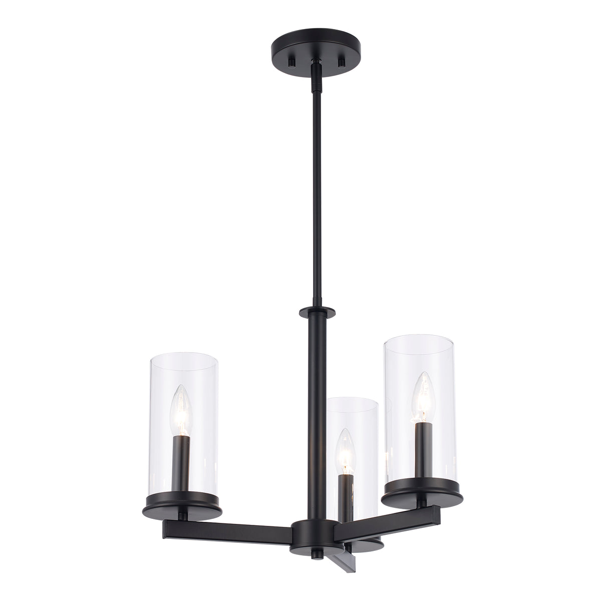 Trans Globe Lighting Carter 3 light black chandelier with clear glass