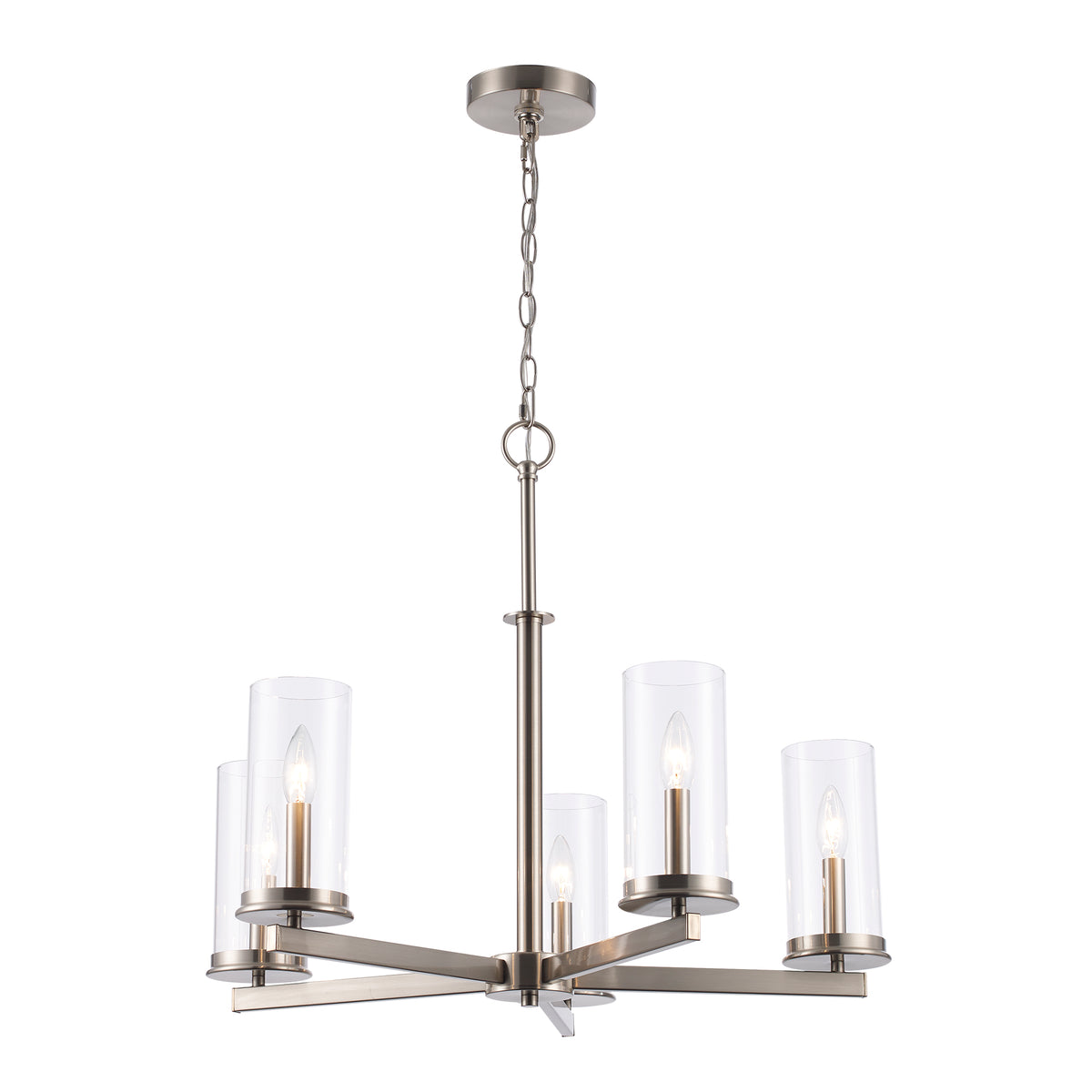 Trans Globe Lighting 72045 BN Carter 5 Light Brushed Nickel Chandelier