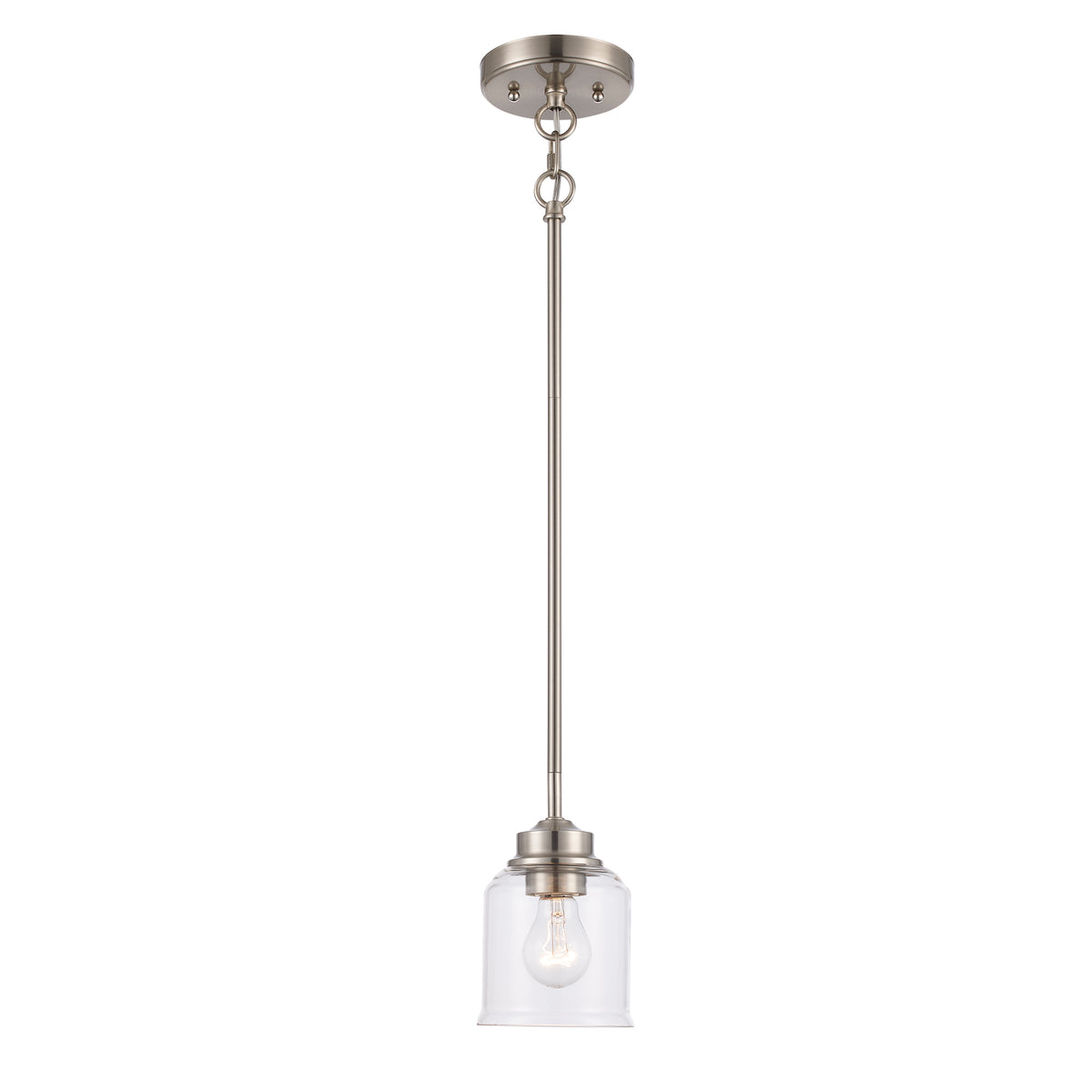 Trans Globe Lighting 72050 BN Zoe 1 Light Brushed Nickel Pendant Ceiling Light with Clear Glass