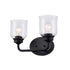 Trans Globe Lighting Zoe 2 light black bath vanity wall light with clear glass