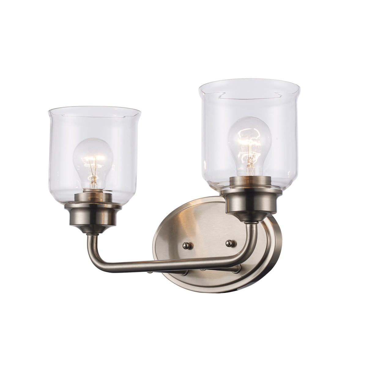 Trans Globe Lighting 72052 BN Zoe 2 light brushed nickel bath vanity wall light with clear glass