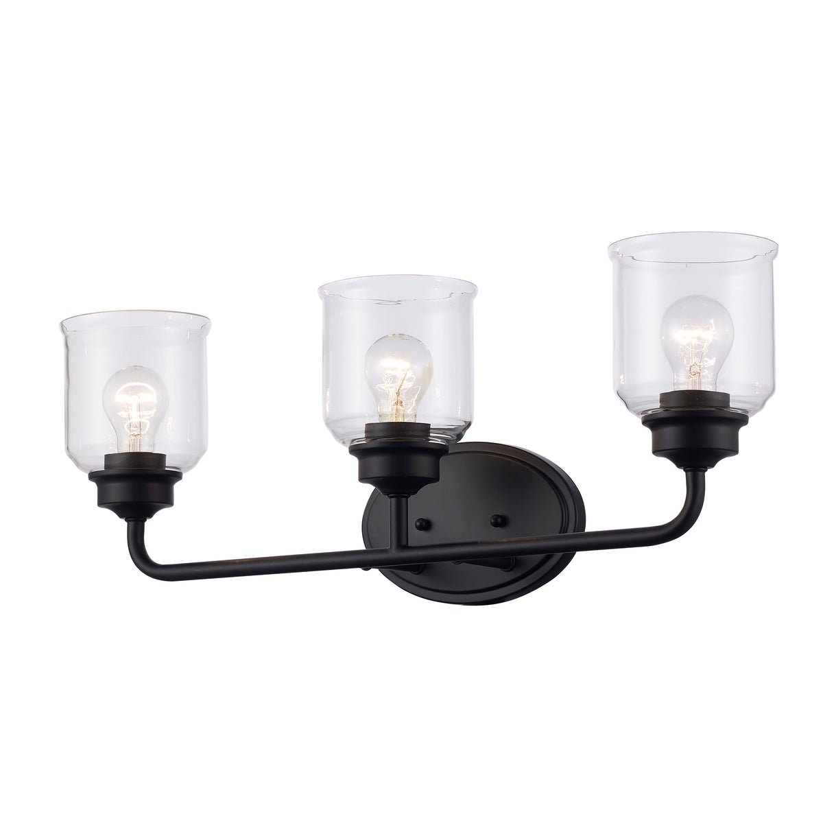 Trans Globe Lighting 72053 BK Zoe 3 light black bath vanity wall light with clear glass