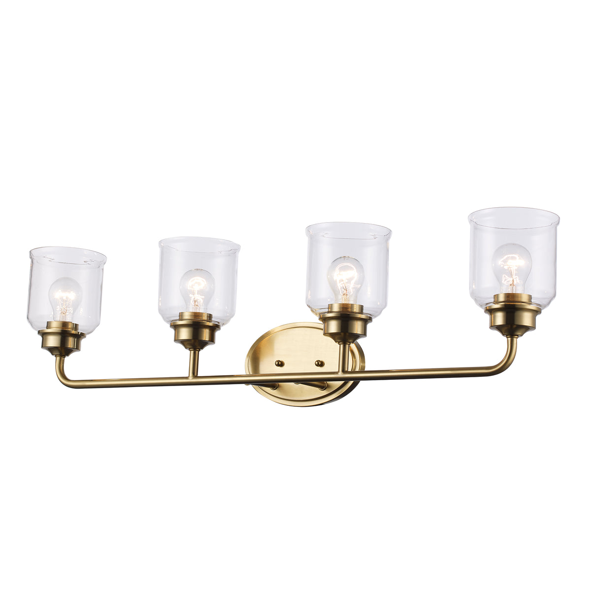 Trans Globe Lighting Zoe 4 light antique gold vanity wall light with clear glass
