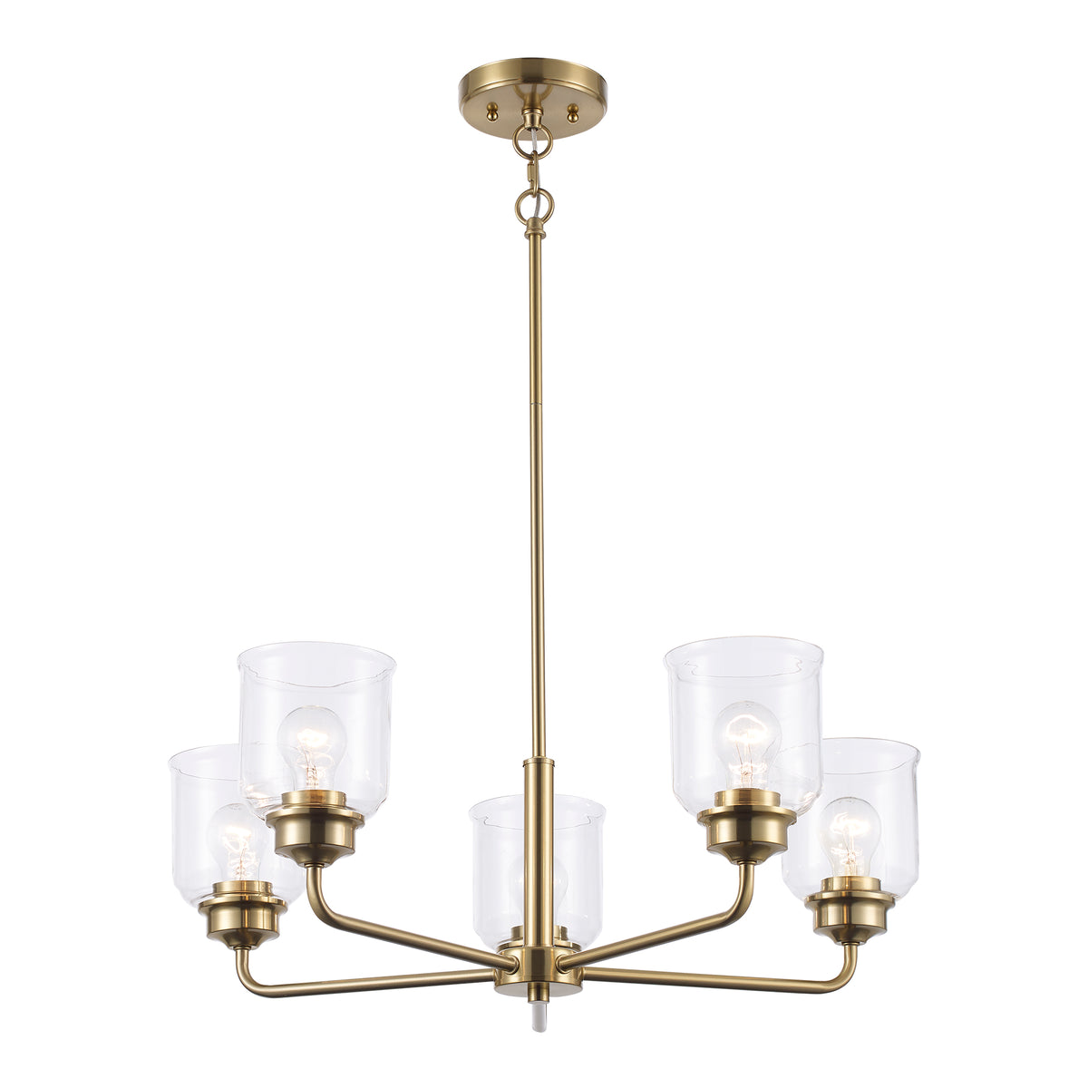 Trans Globe Lighting 72055 AG Zoe 5 light antique gold chandelier with clear glass shades