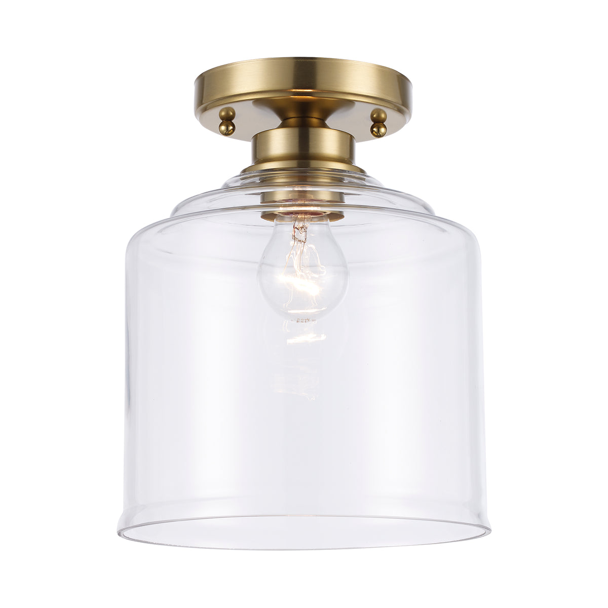 Trans Globe Lighting 72057-1 AG Zoe 1 Light Antique Gold semi flush mount ceiling light with clear glass