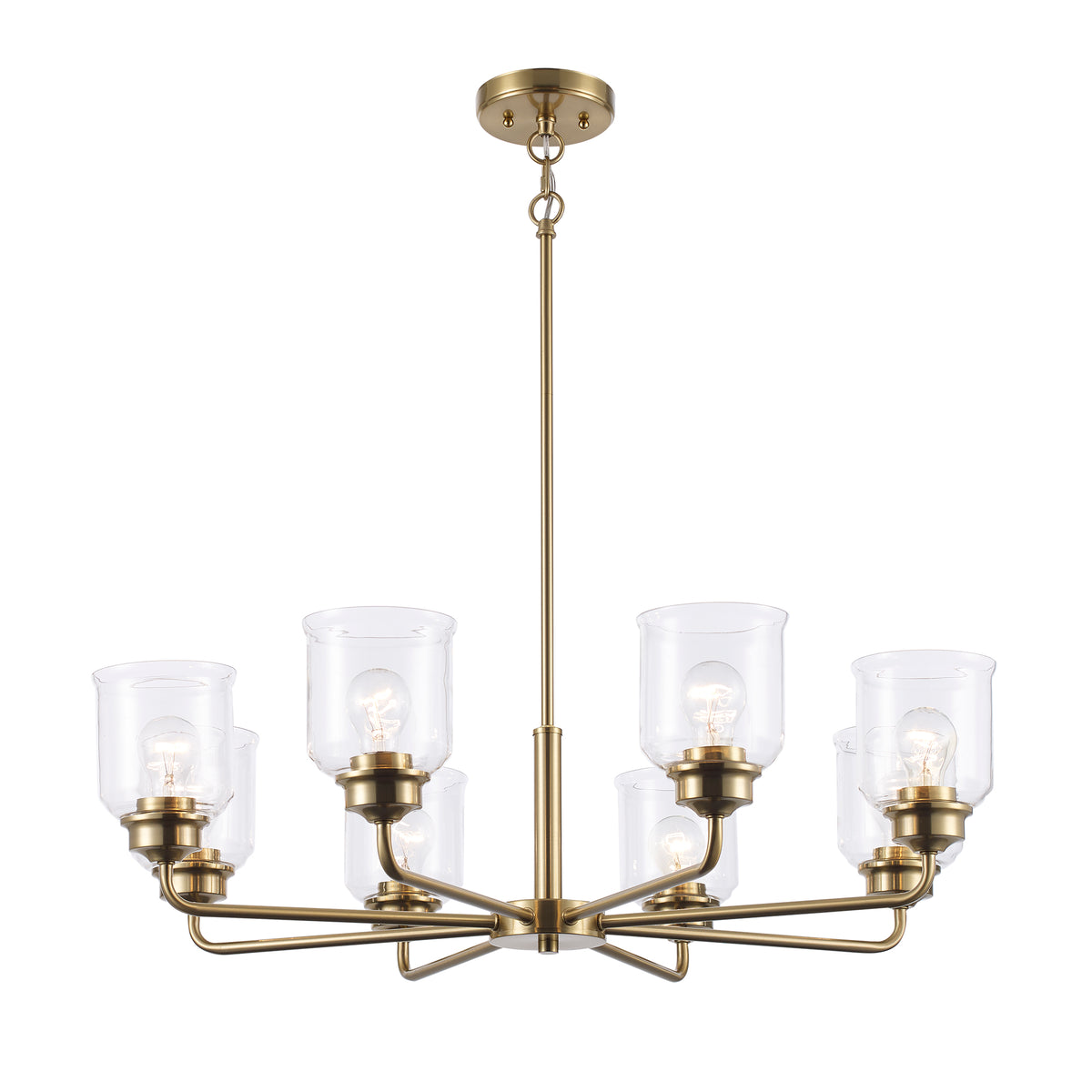 Trans Globe Lighting 72058 AG Zoe 8 Light Antique Gold Chandelier with Clear Glass