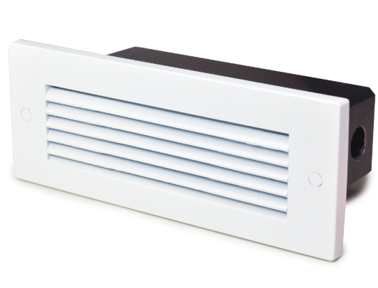 NORA Lighting NSW-841/SCW Brick Die-Cast LED Step Light w/ Horizontal Louver Face Plate, Multi-Color Temperature, White Finish