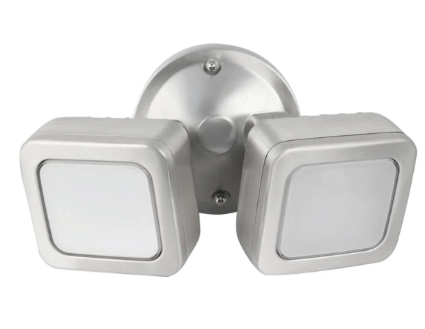 Feit Electric 73708 LED 120V Dual Head Mini Security Floodlight Fixture with Dusk-to-Dawn Sensor, Color Temperature 5000k, Lumens 3000lm