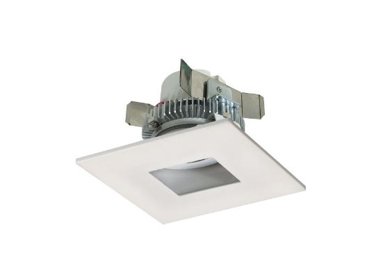 Nora Lighting NLCBC2-45530WW/10EM 4" Cobalt Click LED Retrofit Square Pinhole White Powder White Flange, Lumens 1000lm, Wattage 12W, Color Temperature 3000K, Pre-Wired for Emergency