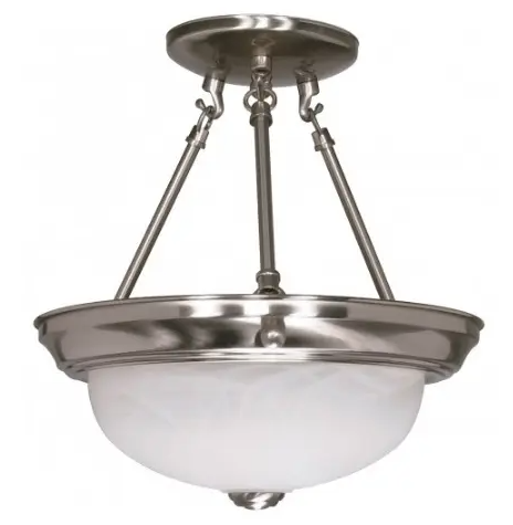 Nuvo 60-201 13" 2-Light Semi-Flush Mount Ceiling Light, Brushed Nickel