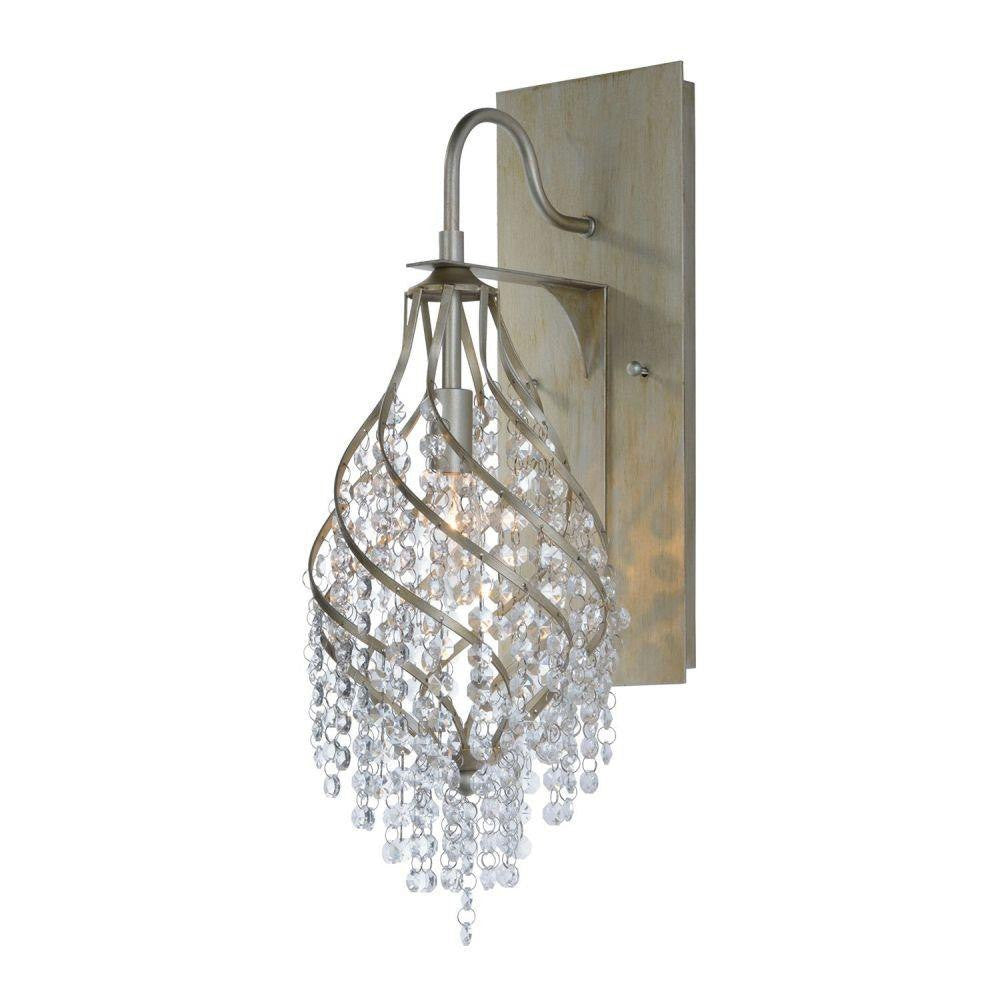 Maxim Lighting 22001CGOI Twirl 1 Light Wall Sconce Gold Silver Beveled Crystal Angle View
