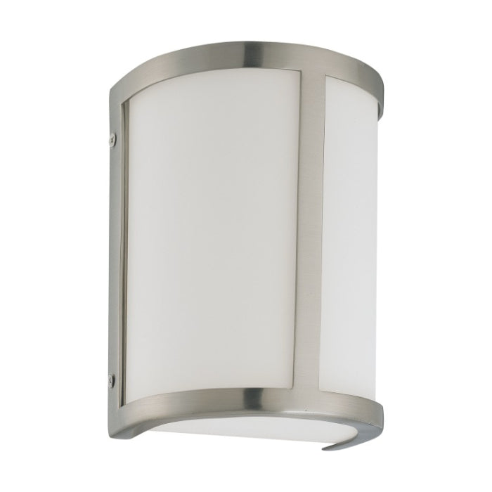 Nuvo 60-2868 8 in. Odeon Wall Sconce Light, White Satin, Wattage 100W, Brushed Nickel
