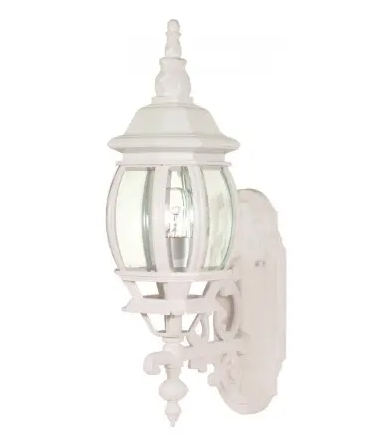 Nuvo 60-3467 Central Park LED Wall Lantern w/ Clear Beveled Glass, Wattage 100W, 1 Light, White