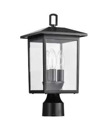 Nuvo 60-5932 15-in Jamesport Outdoor Post Light w/o Bulb, 3-Light, Voltage 120V, Matte Black